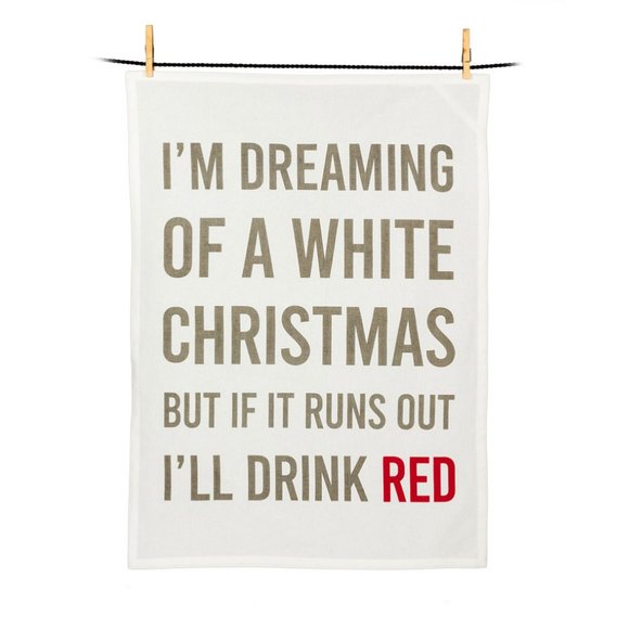 🛍 2 for $25! 🛍 Single Cheeky Wine Text Tea Towel Dish Towel - Picture 1 of 4